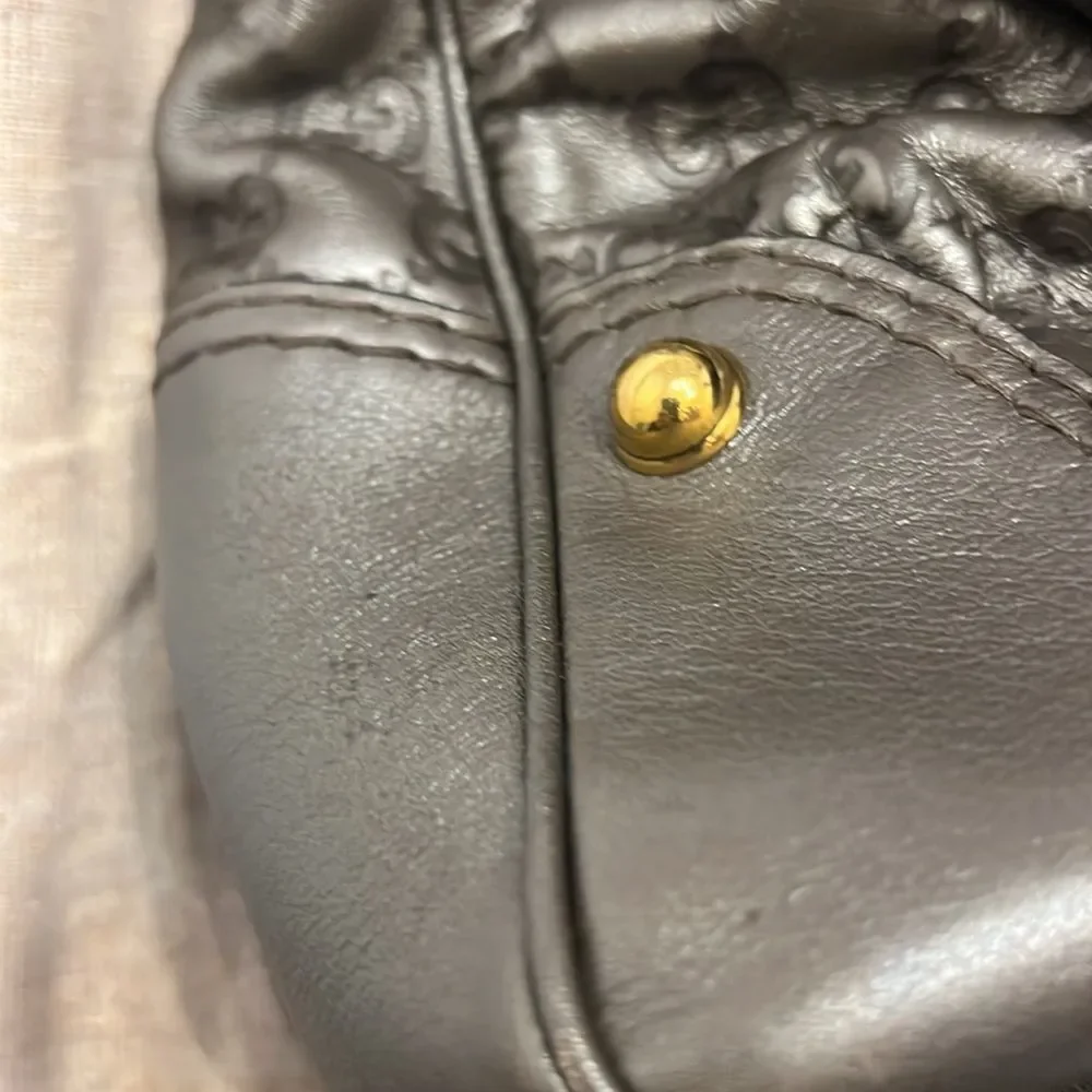 Gucci grey guccissima leather jockey hobo